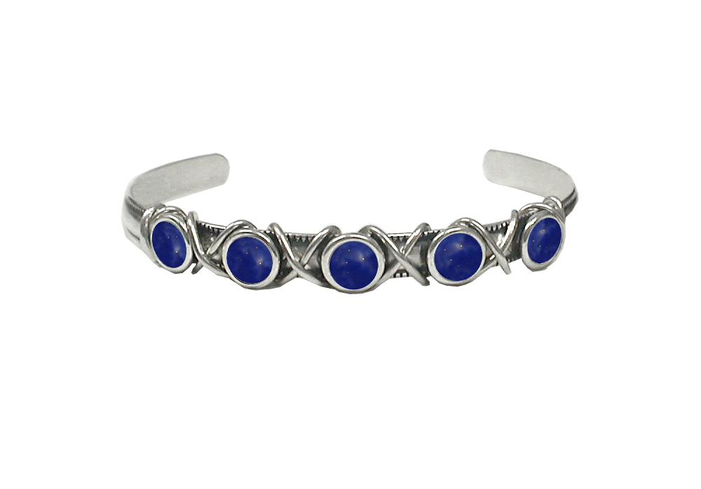 Sterling Silver Cuff Bracelet With Lapis Lazuli